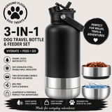 Personalised Dog Travel Bottle & Feeder Set 1000ml (32oz) – Custom Engraved Name & Breed | Ground Floor Dog Treats