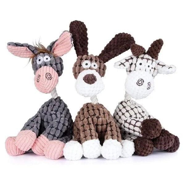 Interactive Plush Animal Dog Toy - all 3 Set @ Ground Floor Dog Treats