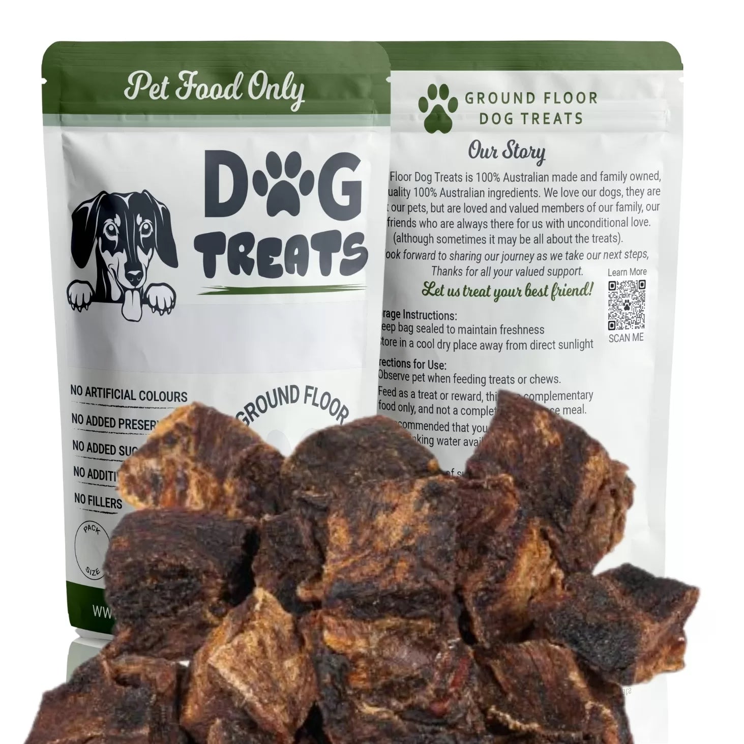 Kangaroo Jerky Cubes Dog Treats @ Ground Floor Dog Treats
