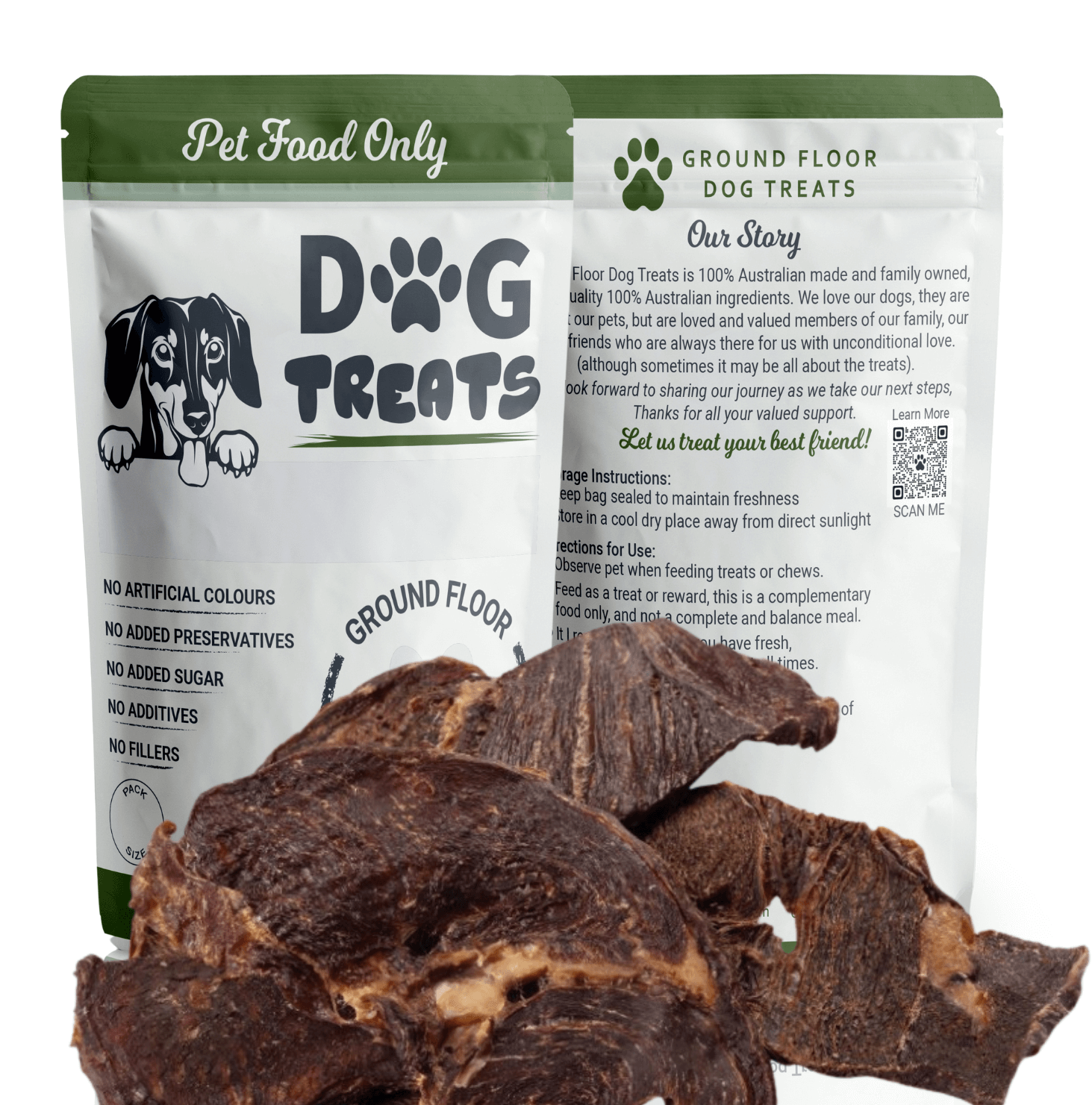 Kangaroo Jerky Pieces Dog Treats by Ground Floor Dog Treats