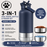 Personalised Dog Travel Bottle & Feeder Set 1000ml (32oz) – Custom Engraved Name & Breed | Ground Floor Dog Treats