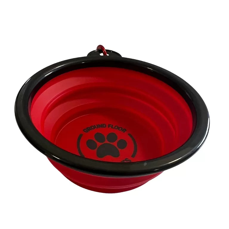 Folding Travel Dog Bowl - Red