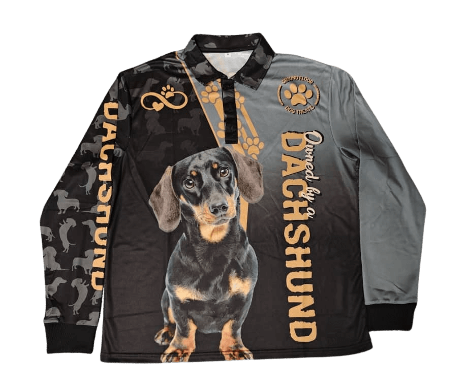 Long Sleeve Polo - Owned by a Dachshund - Front